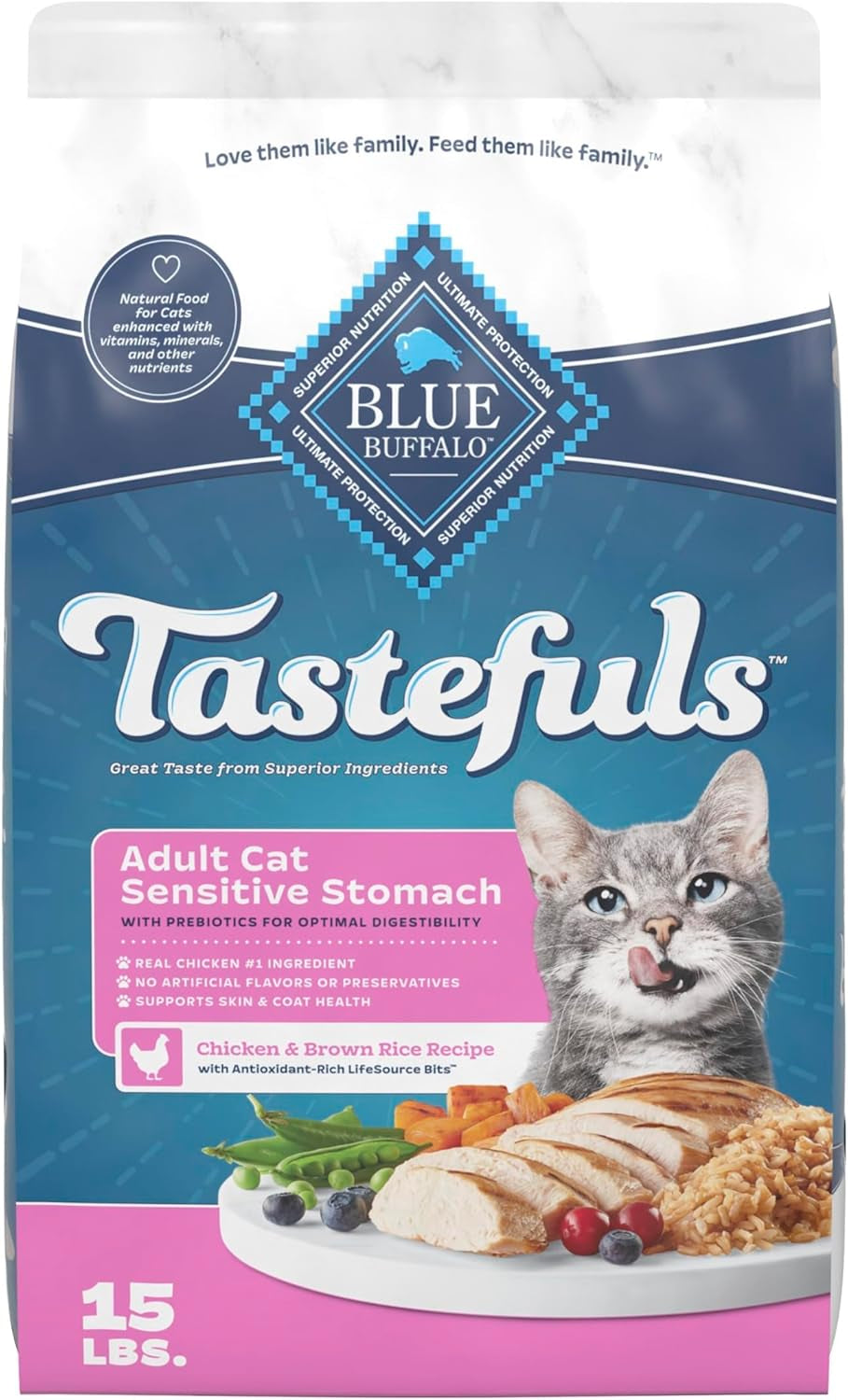 Sensitive Stomach Natural Adult Dry Cat Food, Chicken & Brown Rice